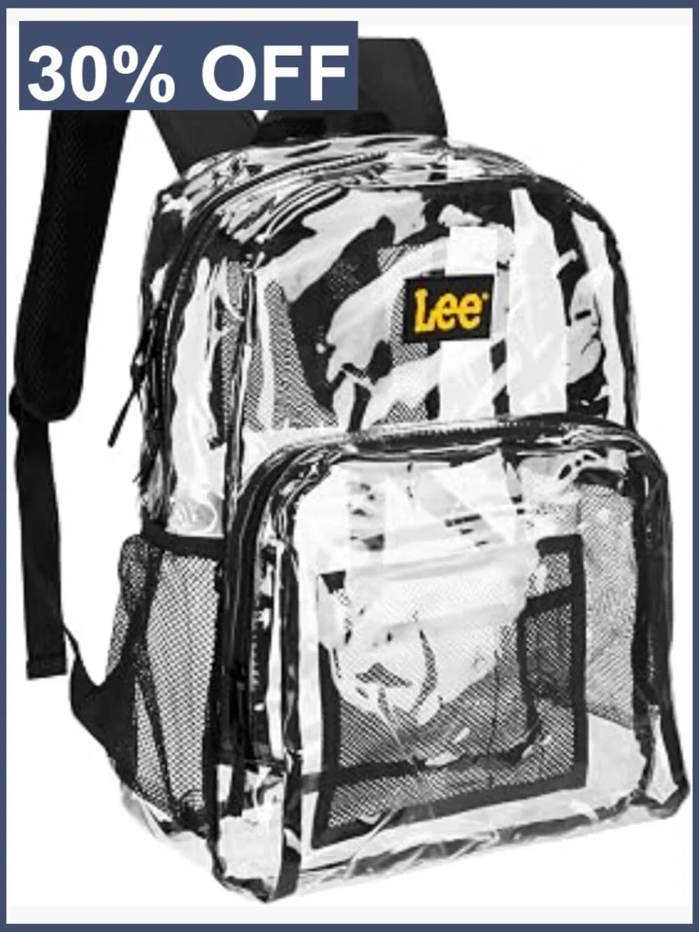 Clear Water Resistant Daypack Backpack for School, Stadiums, Concerts